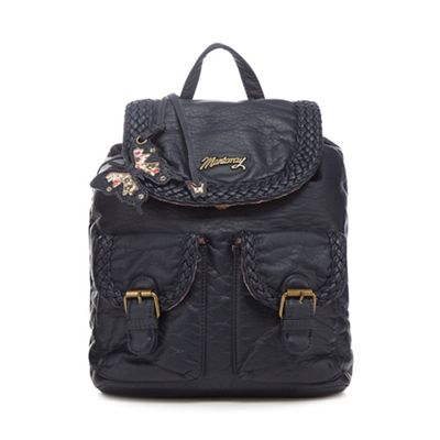 Black woven backpack